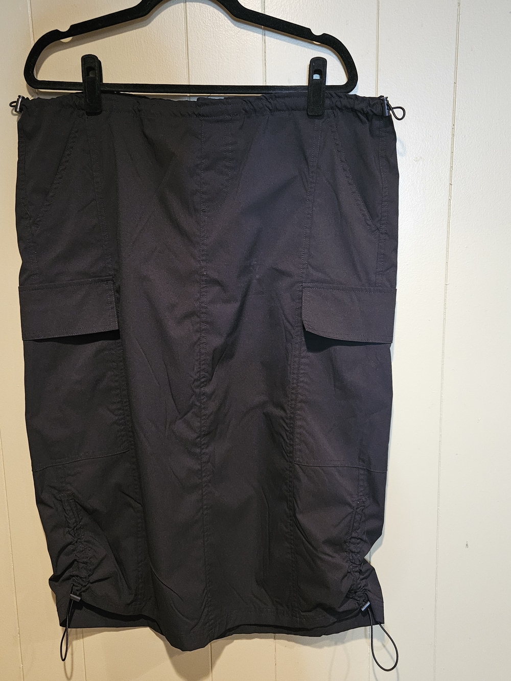 Black Cargo Skirt With Drawstring Sides